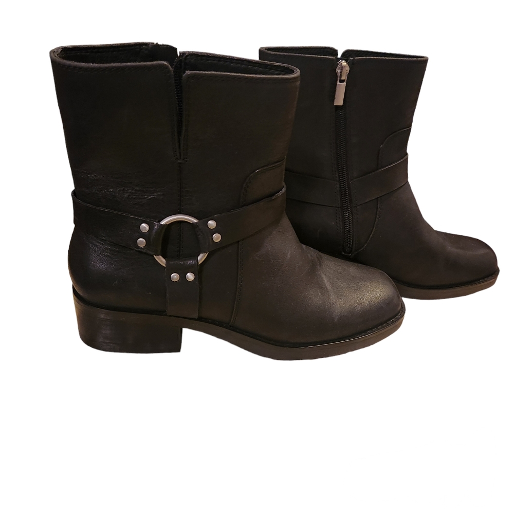 Sole Society Boots Karisa Black Leather Biker Ankle Harness sz 8.5 NWOT